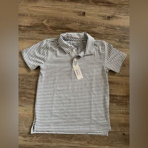 NWT Boys Crewcuts Performance Polo with Grey & White Stripes Size XS (4-5)